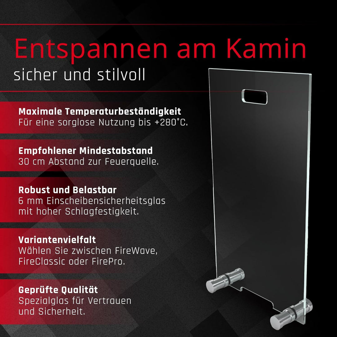 BIJON Kaminschutzgitter aus Spezial-Sicherheitsglas, Hitzeschutz Funkenschuztgitter, Ofenschutzgitte