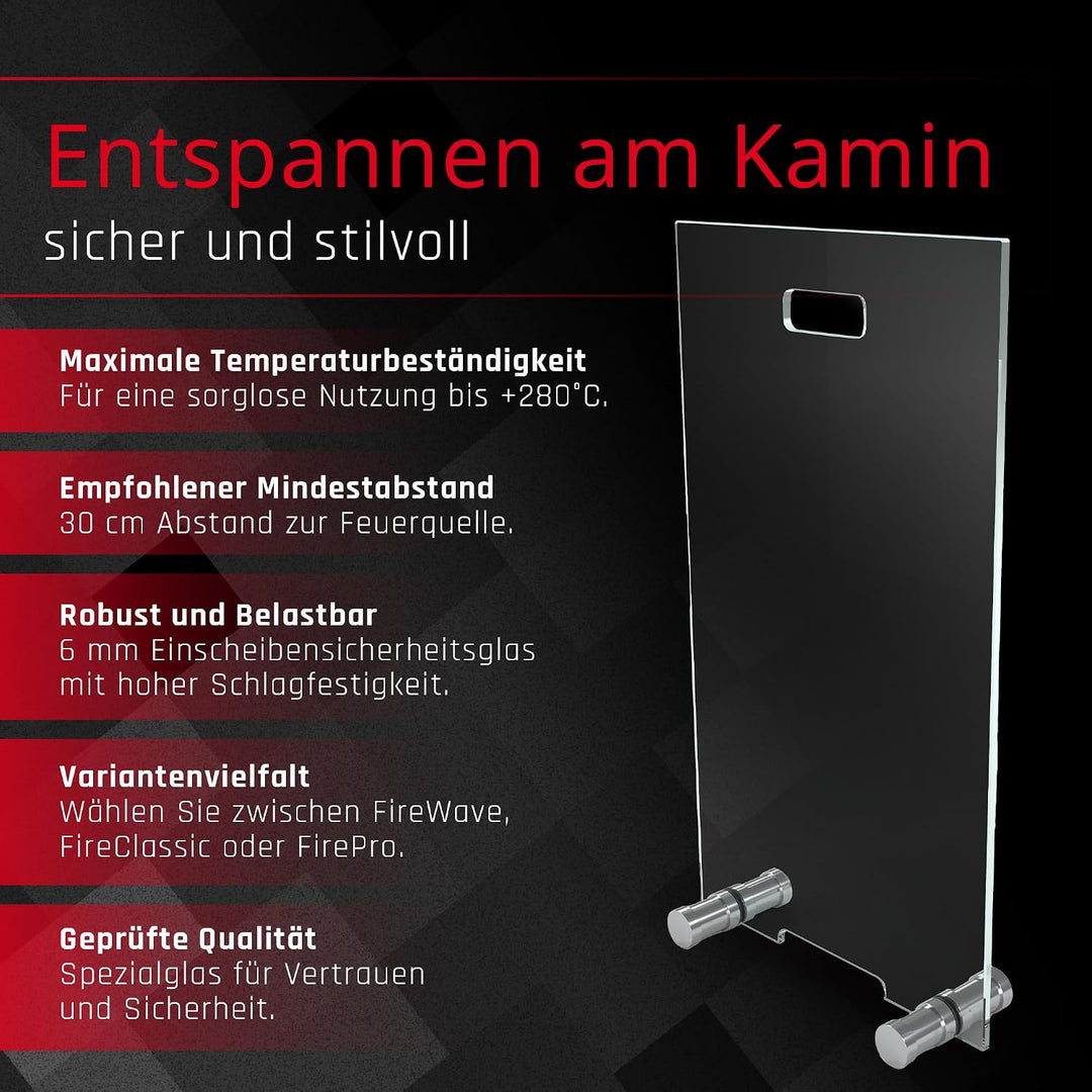 BIJON Kaminschutzgitter aus Spezial-Sicherheitsglas, Hitzeschutz Funkenschuztgitter, Ofenschutzgitte