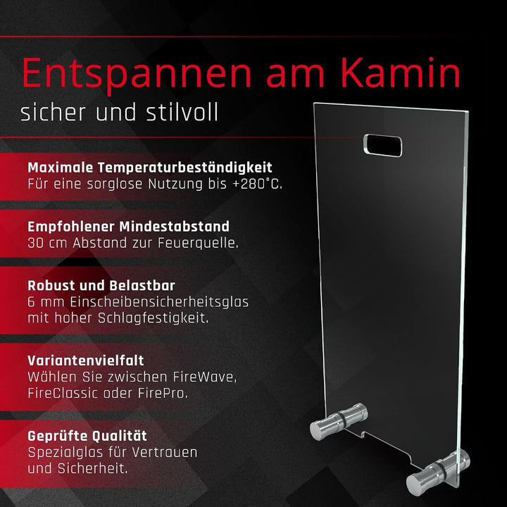 BIJON Kaminschutzgitter aus Spezial-Sicherheitsglas, Hitzeschutz Funkenschuztgitter, Ofenschutzgitte