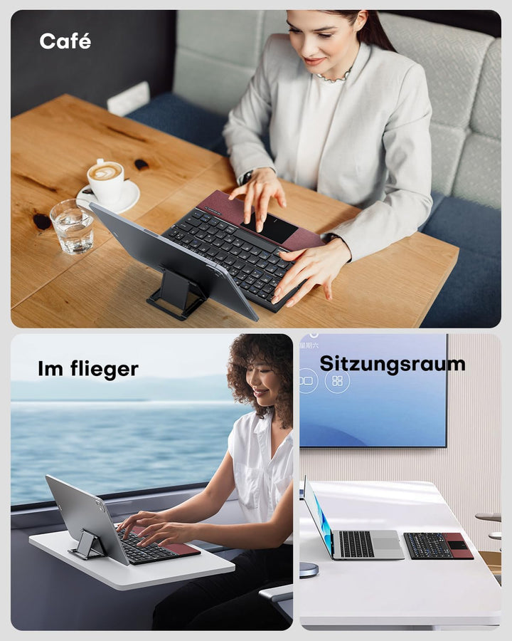 OMOTON Faltbare Bluetooth Tastatur mit Touchpad, Tragbare Kabellose Tastatur Mini Reise für iOS Andr