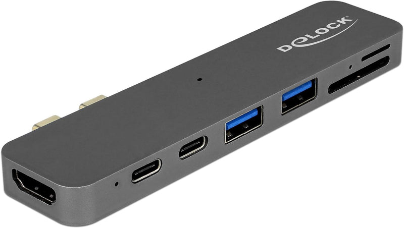 Delock USB C HUB für Macbook Pro mit 1x HDMI 4K / 1x Thunderbolt 3 / 1x USB C 3.1 mit PD / 2x USB 3.