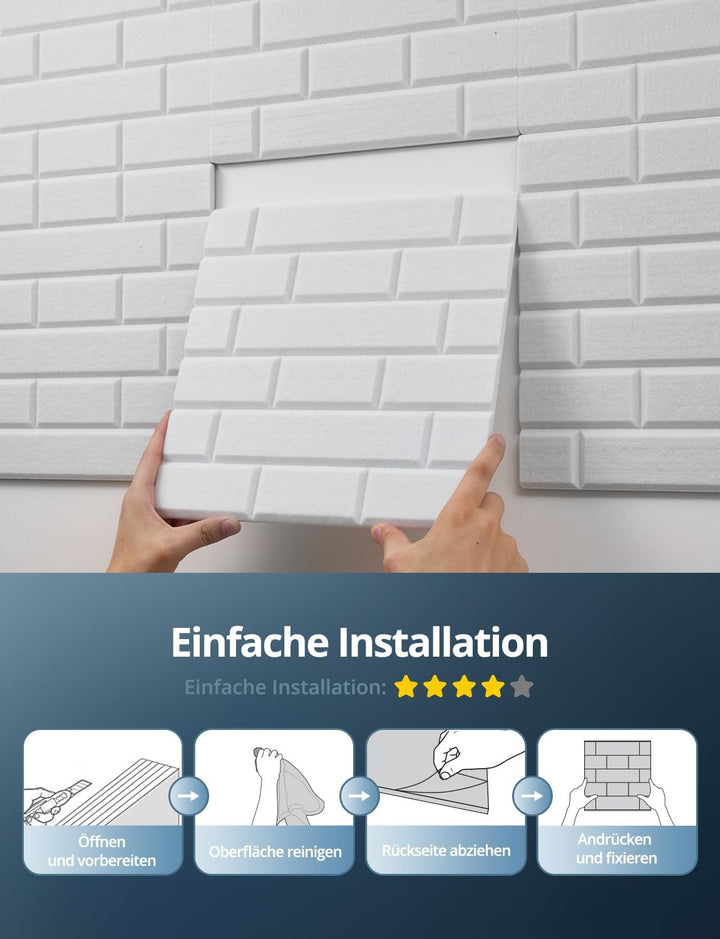 Akustikplatten Selbstklebend, 1,2cm Dicke, 10 Stück Schallabsorber für Wand, Tür, Decke, Acoustic Pa