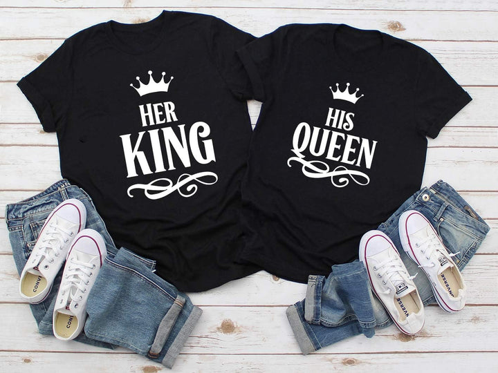 Her King His Queen - Partner-T-Shirt Damen und Herren - 2 Stück - Couple-Shirt Geschenk Set für Verl