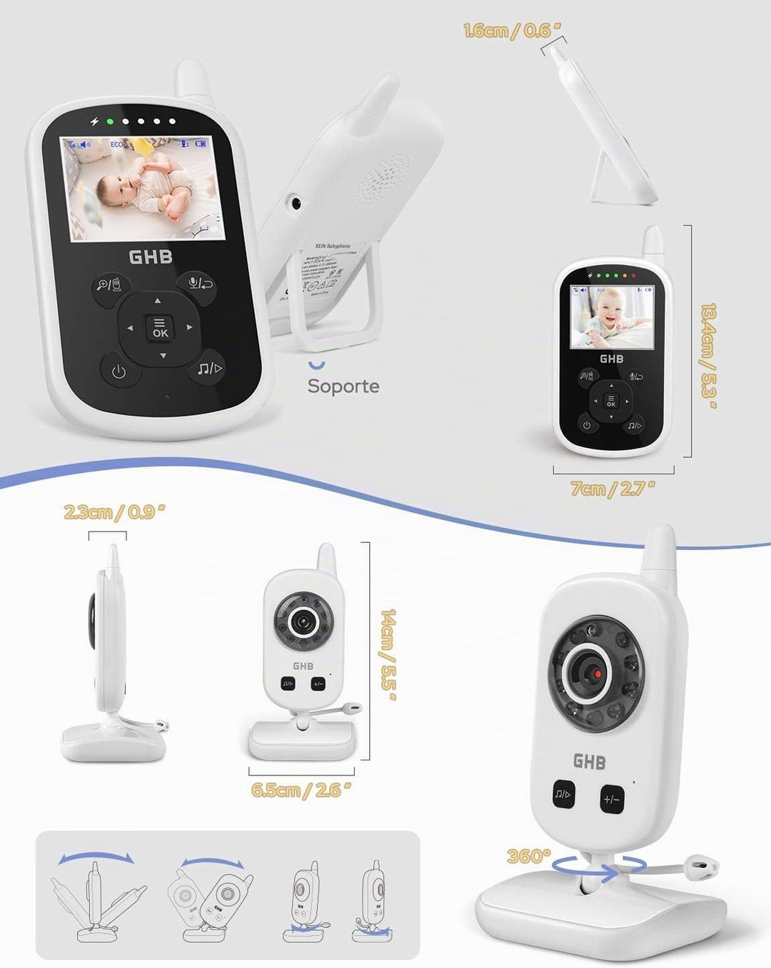 GHB Baby Monitor Babyphone mit LCD Bildschirm