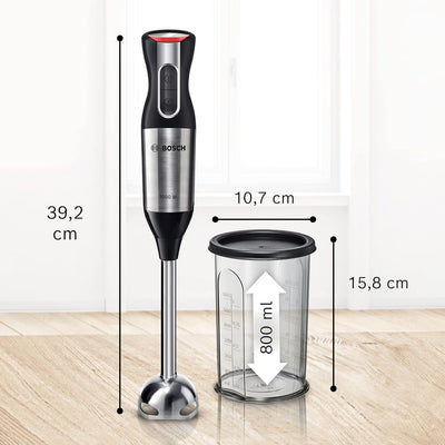 Bosch ErgoMixx Style Stabmixer MS6CM61V2, Vakuum-Funktion, Vakuum-Pumpe, Vakuum-Beutel, 4-Klingen-Me