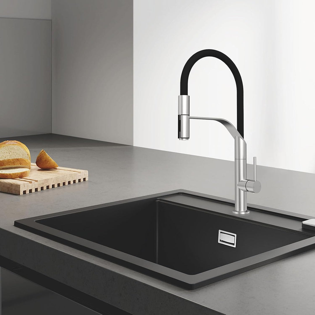 Wasserhahn Küche, Hochdruck Küchenarmatur mit Herausziehbarer Brause, Mischbatterie Küche 360° Schwe
