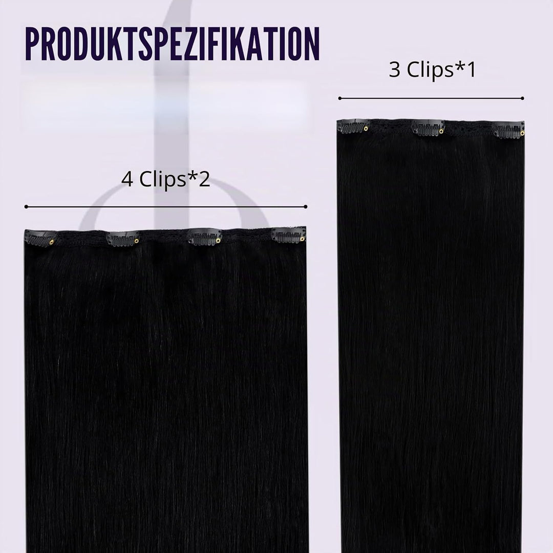 Fshine Clip in Ehthaar Extensions Dunkelbraun 30cm 3pcs Remy Ehthaar Clip in Extensions Jet Black Cl