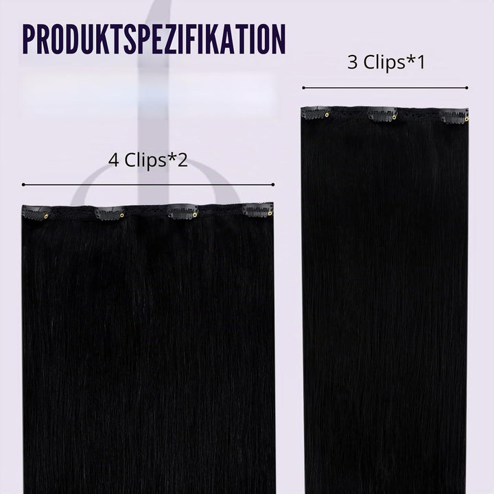 Fshine Clip in Ehthaar Extensions Dunkelbraun 30cm 3pcs Remy Ehthaar Clip in Extensions Jet Black Cl