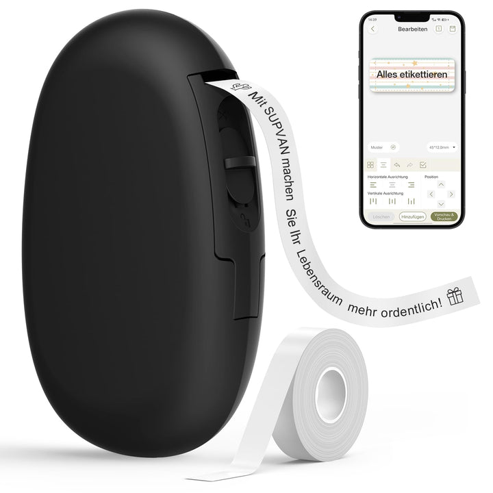 SUPVAN Katasymbol Etikettendrucker, Mini Bluetooth E10 Selbstklebendes Etikettiergerät - Tragbarer L