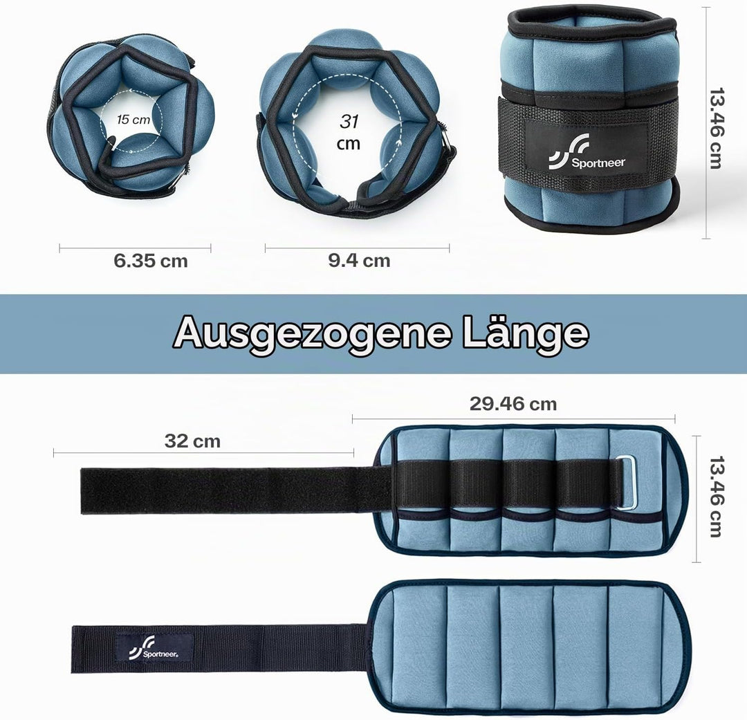 Sportneer Gewichtsmanschetten, Verstellbares Fussgelenkgewichte Set, Fuss-/Handgelenkgewicht Mansche