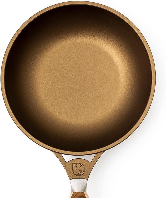 Luchetti Wok mit Antihaftbeschichtung für Induktion, 24 cm, aus Aluminium mit abnehmbarem Griff für