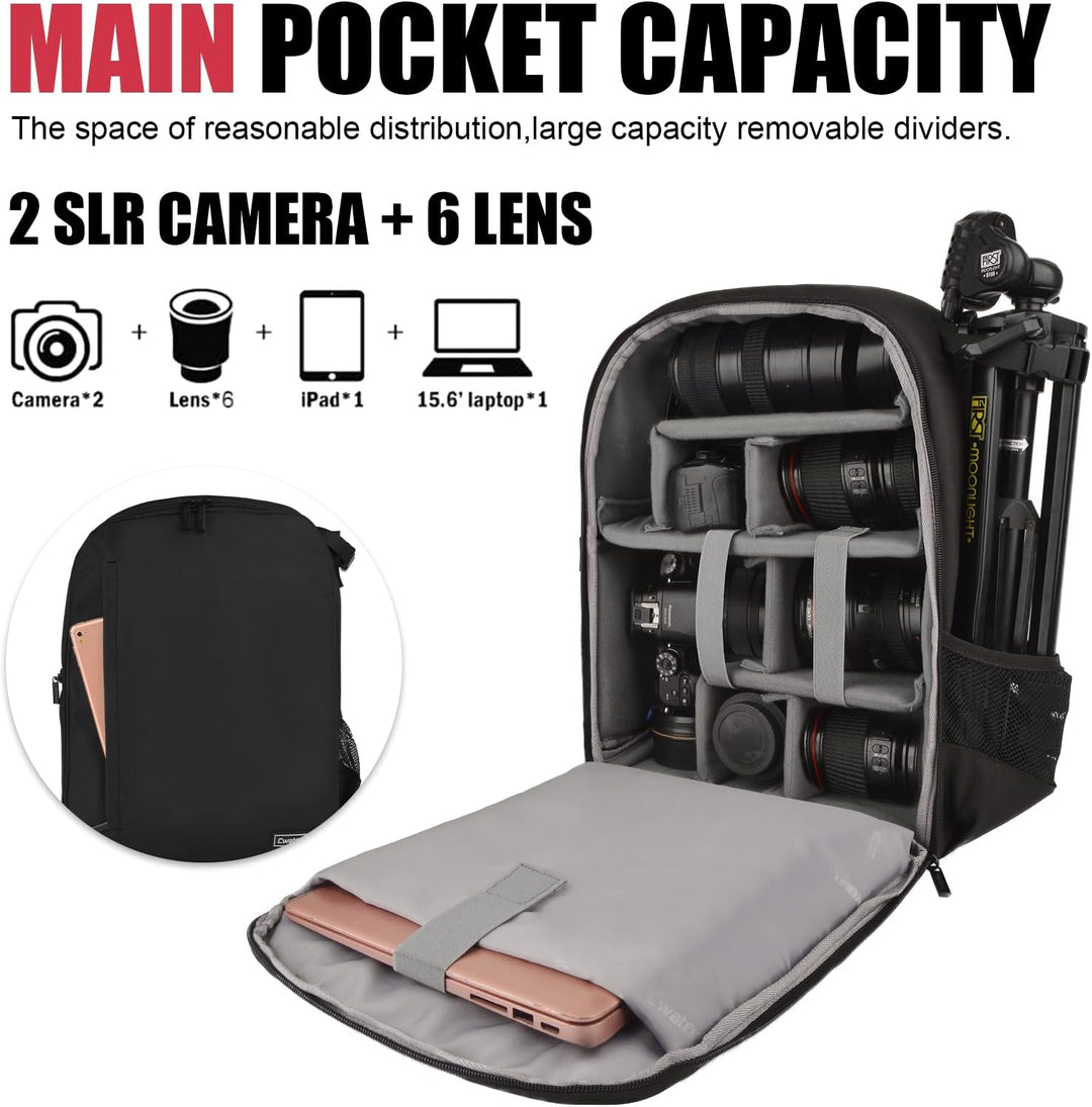 Cwatcun Kamerarucksack Professional für Spiegellose SLR/SLR Kamera wasserdichte Kameratasche Kompati