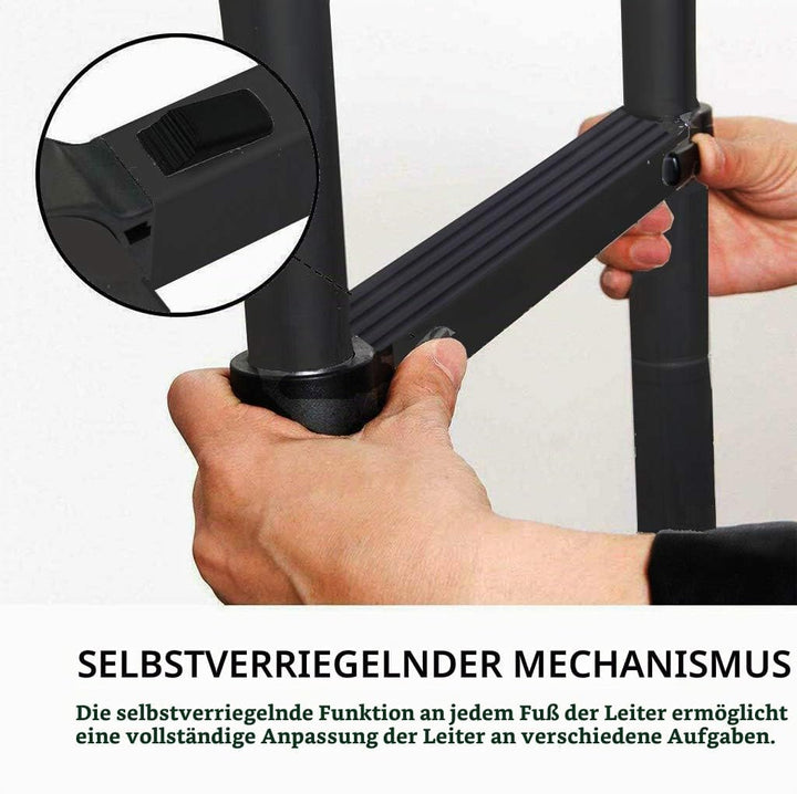 3,2M Teleskopleiter mit Haken, Aluminium Ausziehleiter Hohe Mehrzweckleiter, 150 kg/330 Pfund Belast
