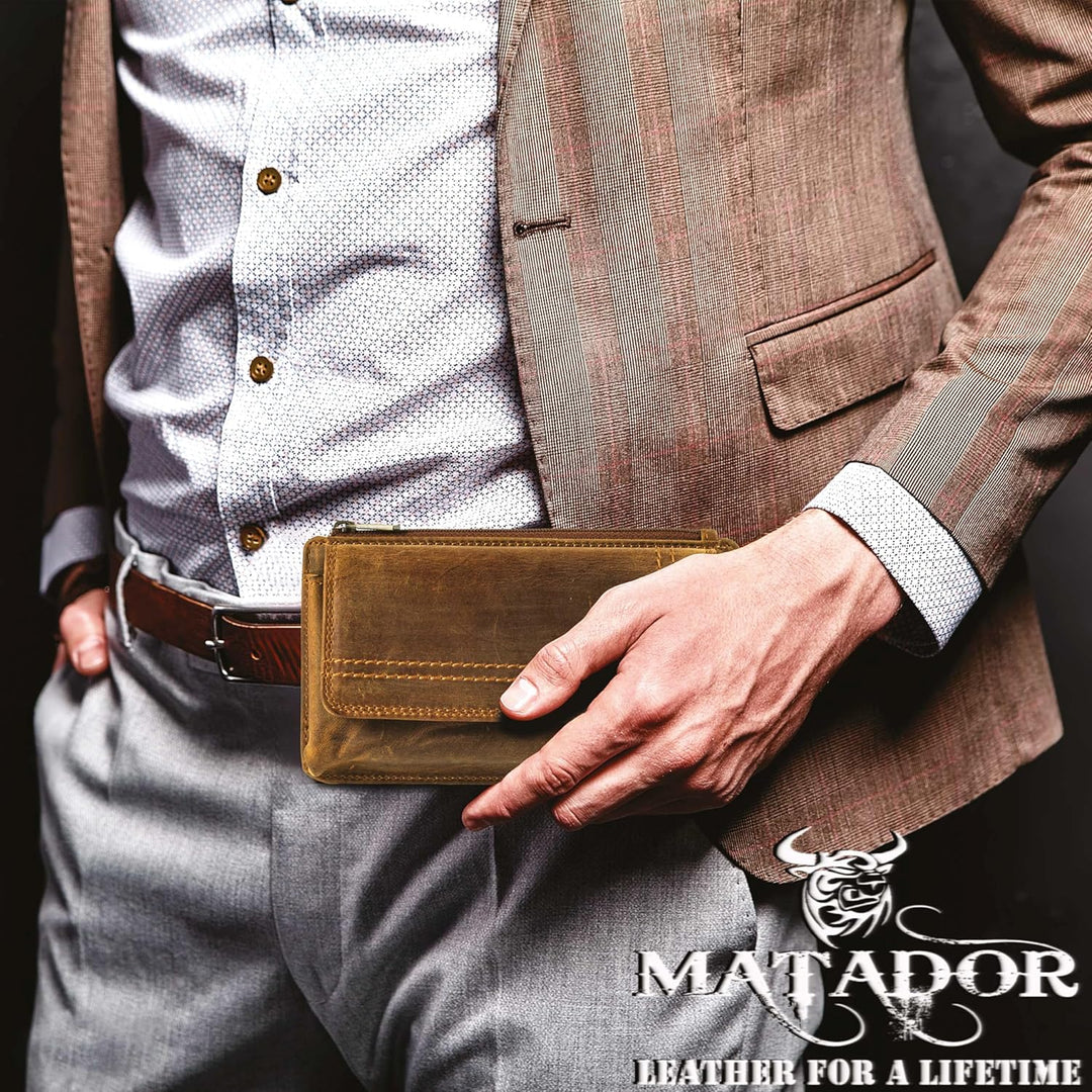 MATADOR 2in1 Echtleder Handytasche Gürtel mit Reissverschlussfach #Brisbane, mit edler Geschenkbox u