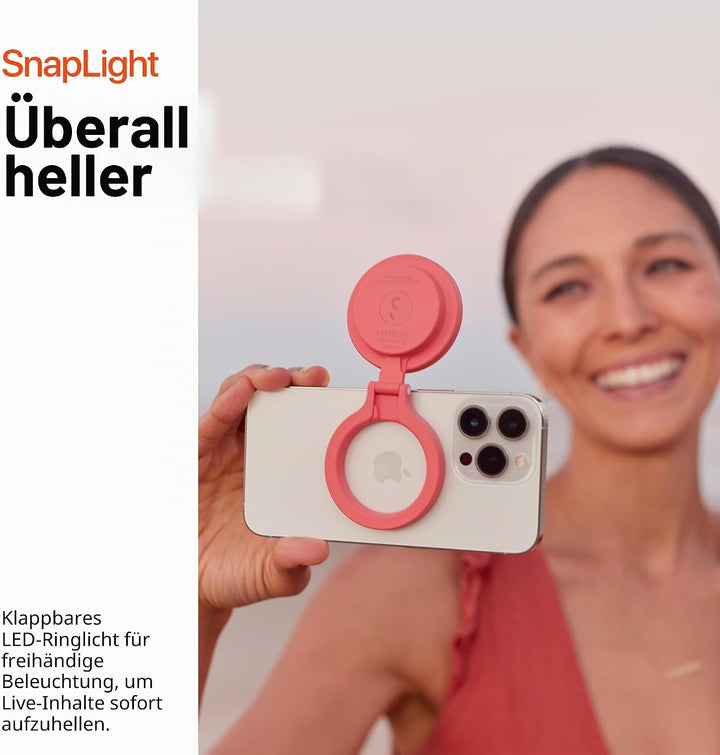ShiftCam SnapLight – LED-Selfie-Ringlicht mit Vier Helligkeitseinstellungen und eingebautem Akku – M