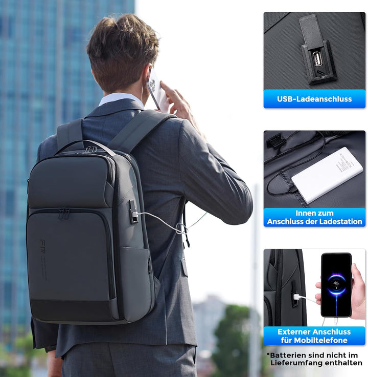 FENRUIEN Laptop rucksack/Laptoprucksack 17 Zoll 26-35L Erweiterbarer, Business & Reise-Backpack mit
