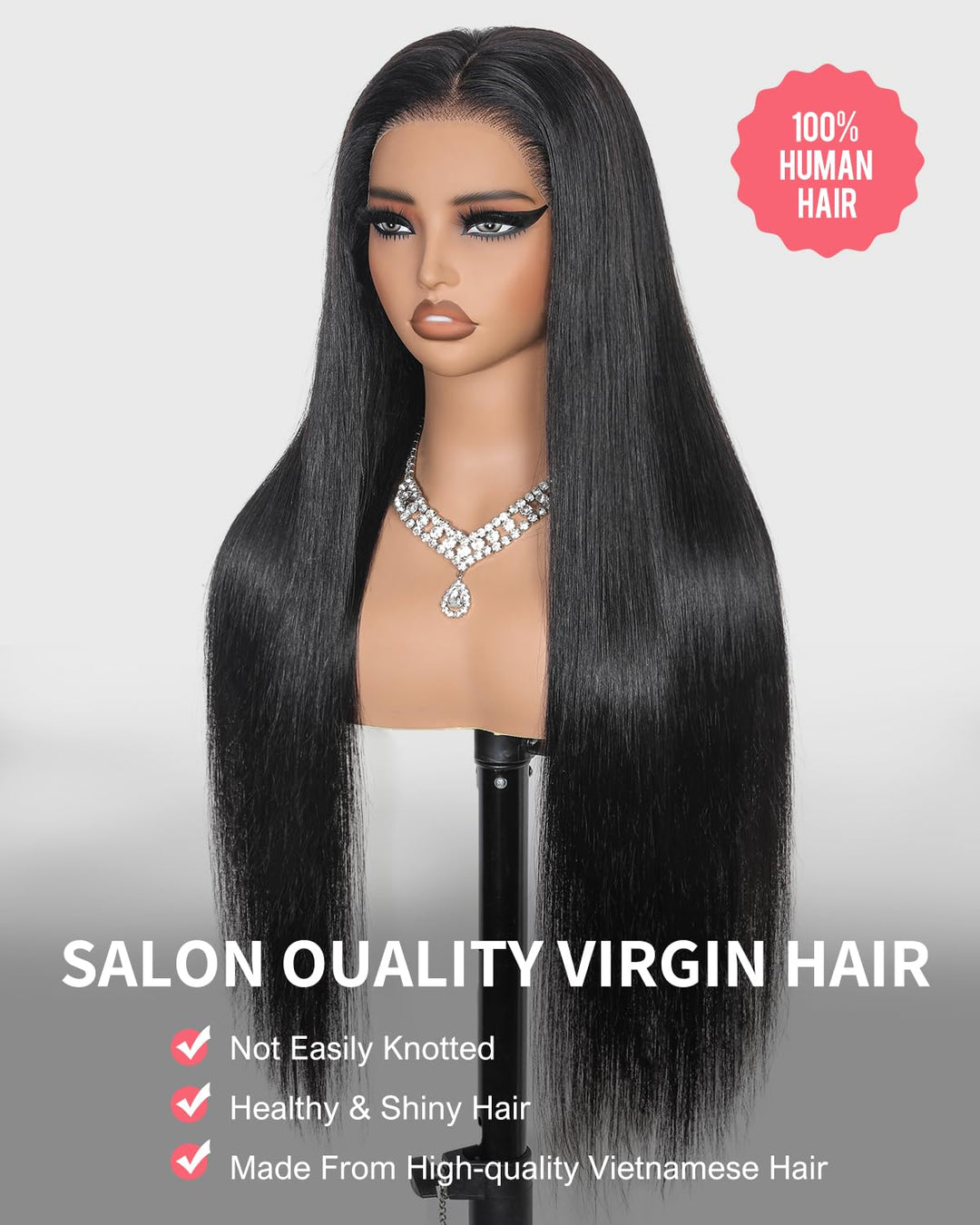 Tunfine 13x6 Full Lace Front Drawstring Wig Human Hair for Women 200 Density Glueless Straight Perüc