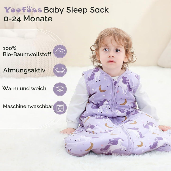Yoofoss Schlafsack Baby Winter 2.5 Tog - 78cm/6-12 Monate Winterschlafsack Baumwolle Warm Babyschlaf