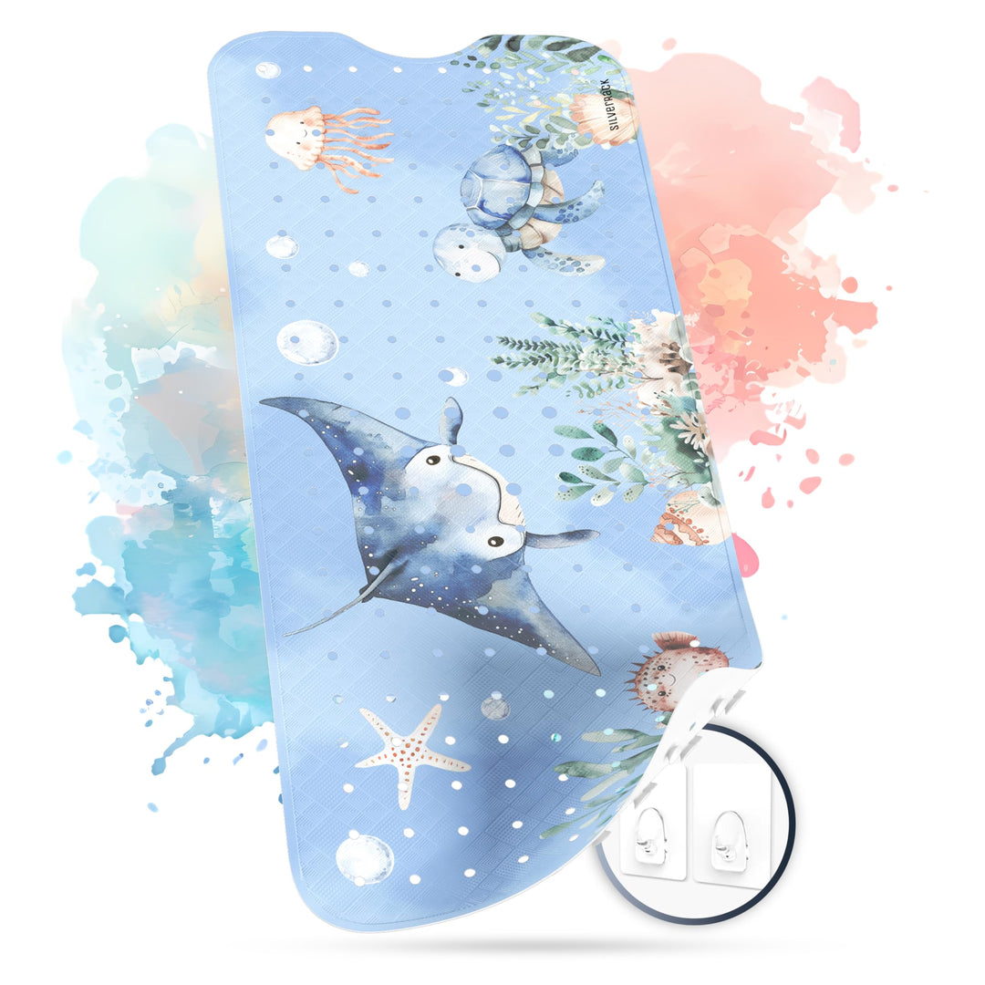 Badewannenmatte Kinder rutschfest [100x40cm] - Antirutschmatte Badewanne BPA frei - Badematte Kinder