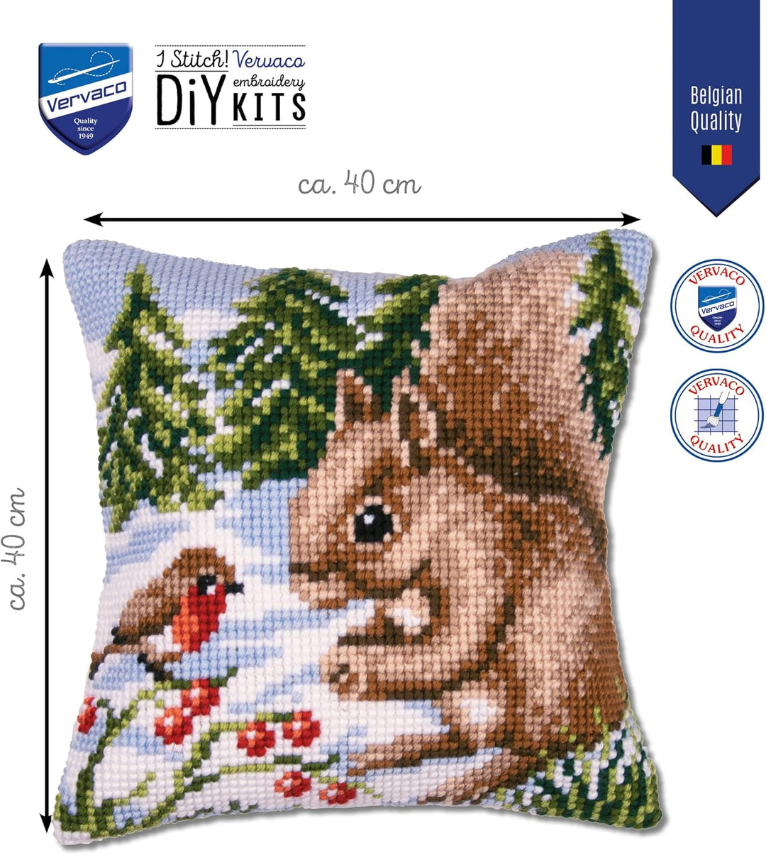 Vervaco Kreuzstich Stickpackungen Kissen Front zum Selbersticken mit Stickbild auf 100% Baumwoll Sto