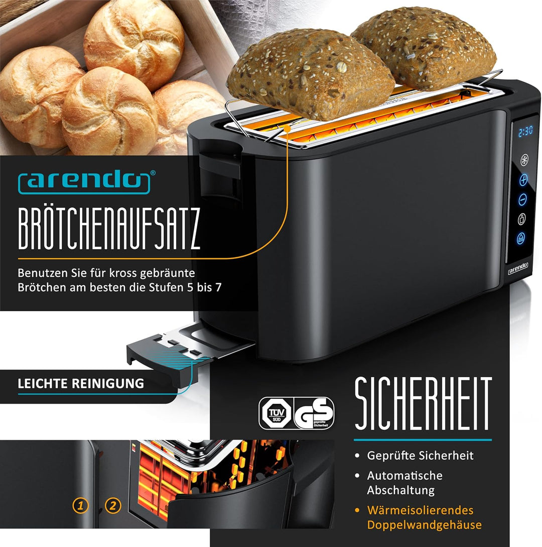 Arendo - Wasserkocher Toaster SET - Edelstahl - Wasserkocher mit Temrpatureinstellung - 45-100 Grad