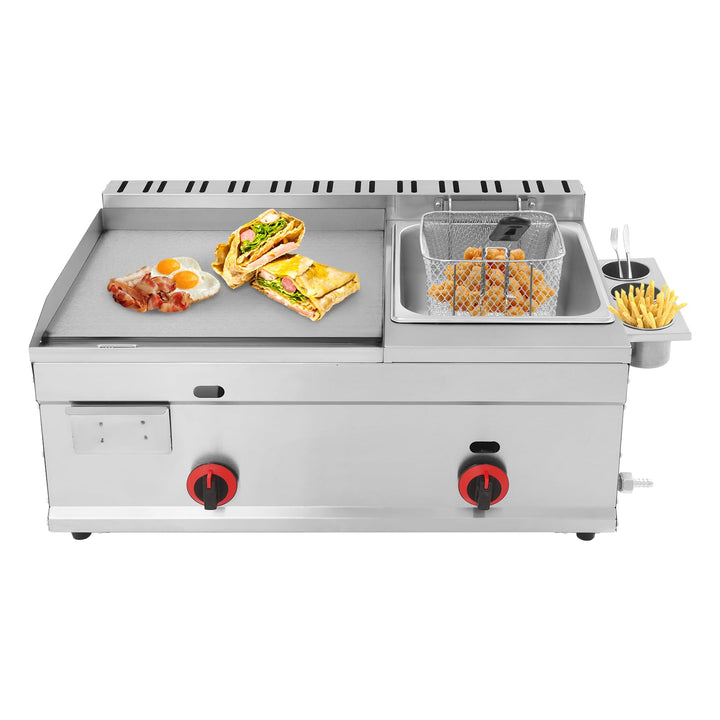 Elektrische Fritteuse Edelstahl 6L Kommerzielle Frittemaschine Mit Grill Griddle Frittenbank Rechtec
