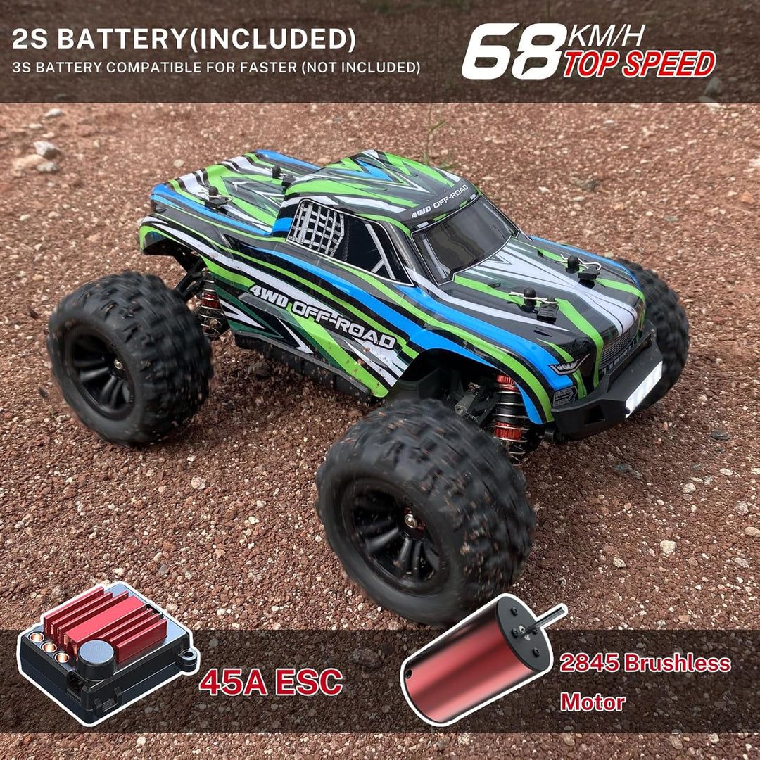 YONCHER YC380 PRO Ferngesteuertes Auto,1:16 Bürstenloser Motor 68 KM/H, 4WD Offroad RC Auto für Erwa