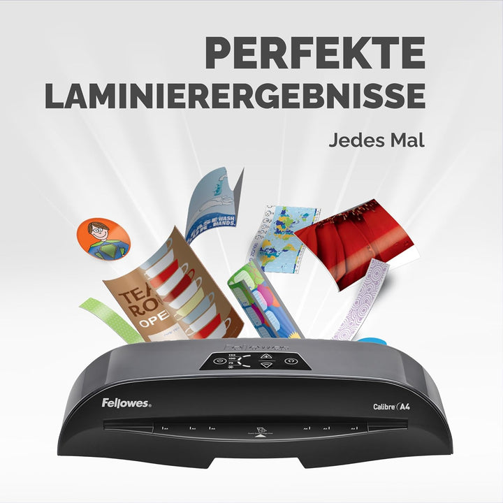 Fellowes Calibre A4 Laminiergerät für 80-125 Micron Folien, 60 Sek. Aufwärmzeit, staufreies Laminier