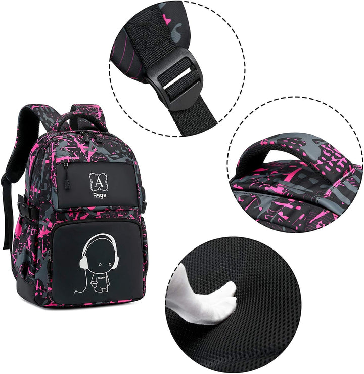 Asge Rucksack Jungen Schulrucksack Mädchen Teenager Jugendliche Coole Schule Daypacks Kinder Reflekt