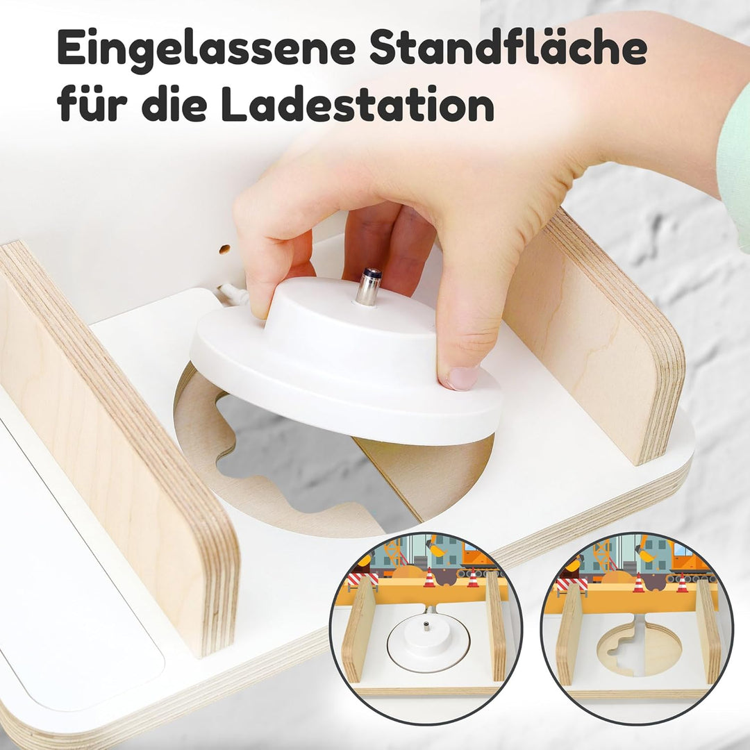 stadtecken Holzregal für Musikbox I Baustelle, mittel I Geeignet für die Toniebox und ca. 30 Tonies