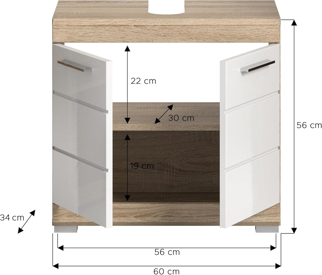 xonox.home Badezimmer Lambada X06F1705 Waschbeckenunterschrank Unterschrank Schrank in Front weiss H