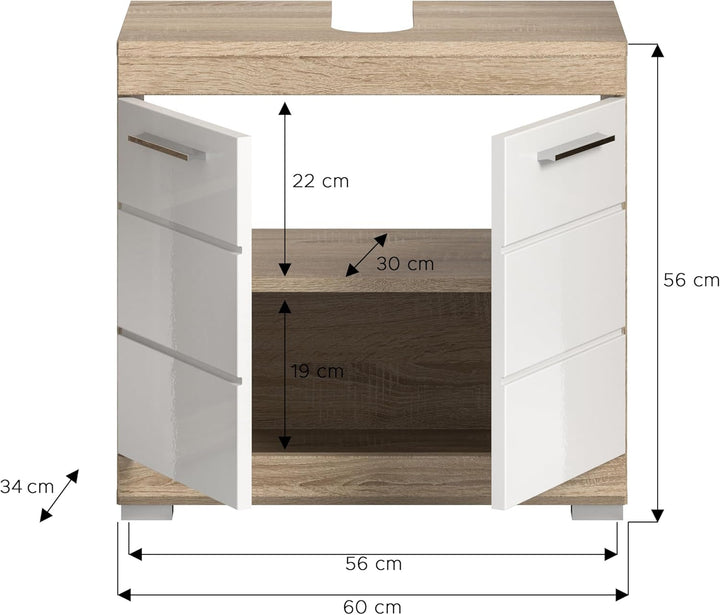 xonox.home Badezimmer Lambada X06F1705 Waschbeckenunterschrank Unterschrank Schrank in Front weiss H