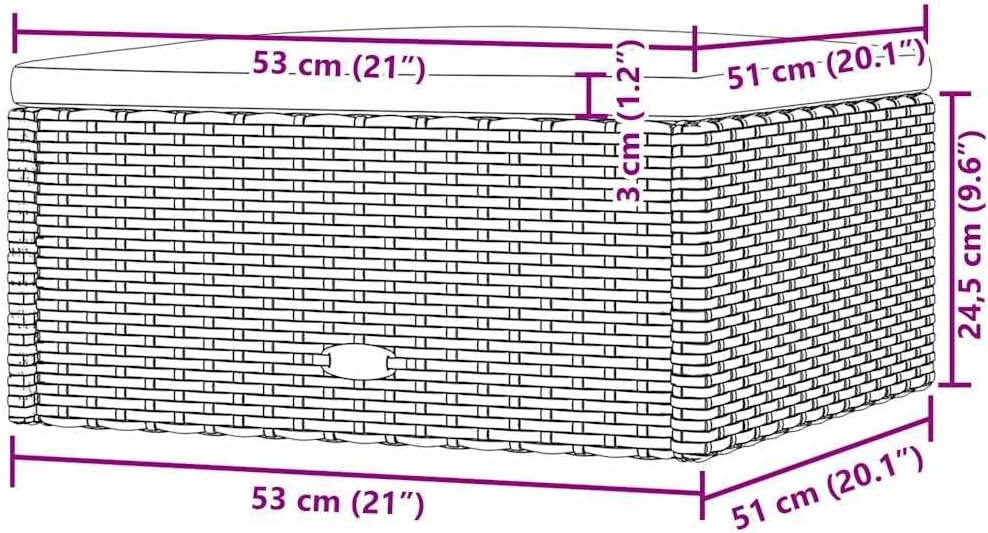 vidaXL Gartenhocker, Sitzhocker mit Kissen, Modular Hocker für Garten Terrasse, Fusshocker Rattanhoc