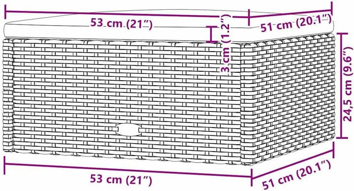 vidaXL Gartenhocker, Sitzhocker mit Kissen, Modular Hocker für Garten Terrasse, Fusshocker Rattanhoc