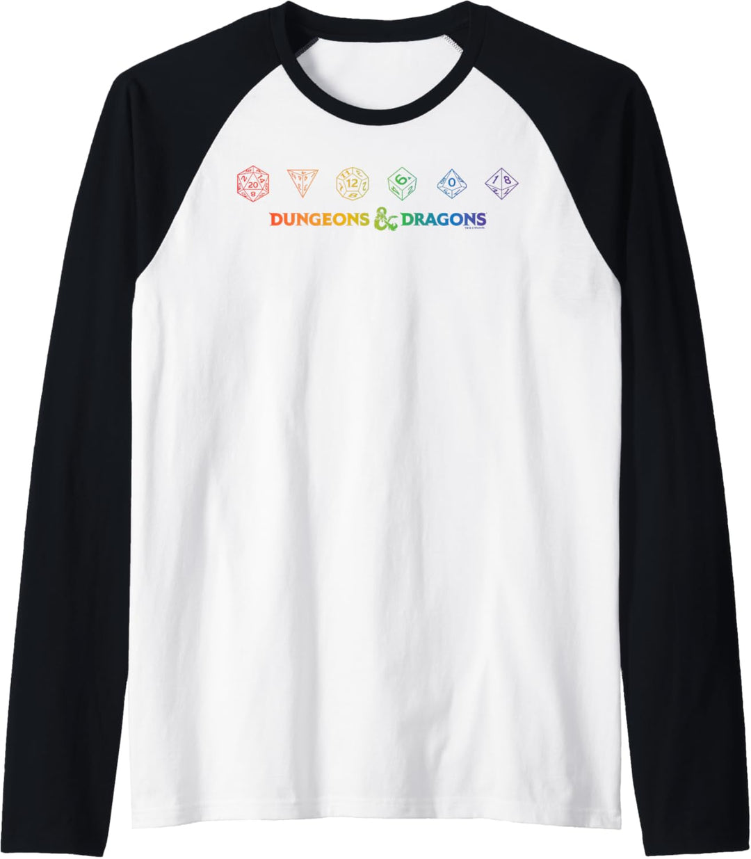 Dungeons & Dragons Dice Rainbow Gradient Raglan