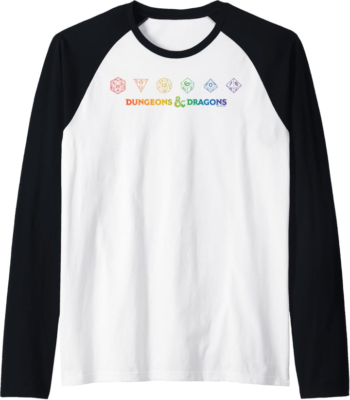 Dungeons & Dragons Dice Rainbow Gradient Raglan