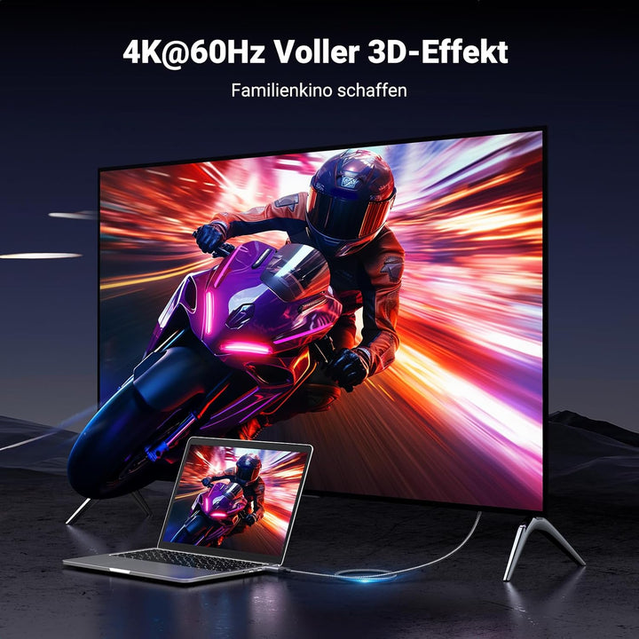 UGREEN 4K@60Hz DisplayPort zu HDMI Kabel DP zu HDMI Kabel Uni-Direktional DP 1.2 zu HDMI 2.0 Kabel H