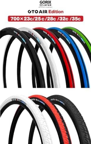 GORIX Rennradreifen 700×23C 25C 28C 32c 35c Fahrrad (Gtoair) 700×25c Black×Green(1 Tire), 700×25c Bl