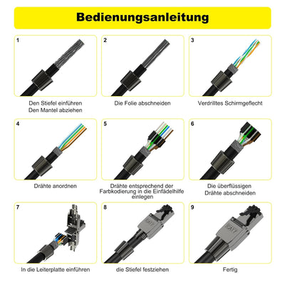 VCELINK RJ45 Stecker Werkzeuglos Cat 7 Cat6a, Netzwerkstecker POE++, Cat 7 Stecker 10 Gbps 600MHz Ge