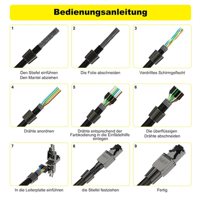 VCELINK RJ45 Stecker Werkzeuglos Cat 7 Cat6a, Netzwerkstecker POE++, Cat 7 Stecker 10 Gbps 600MHz Ge