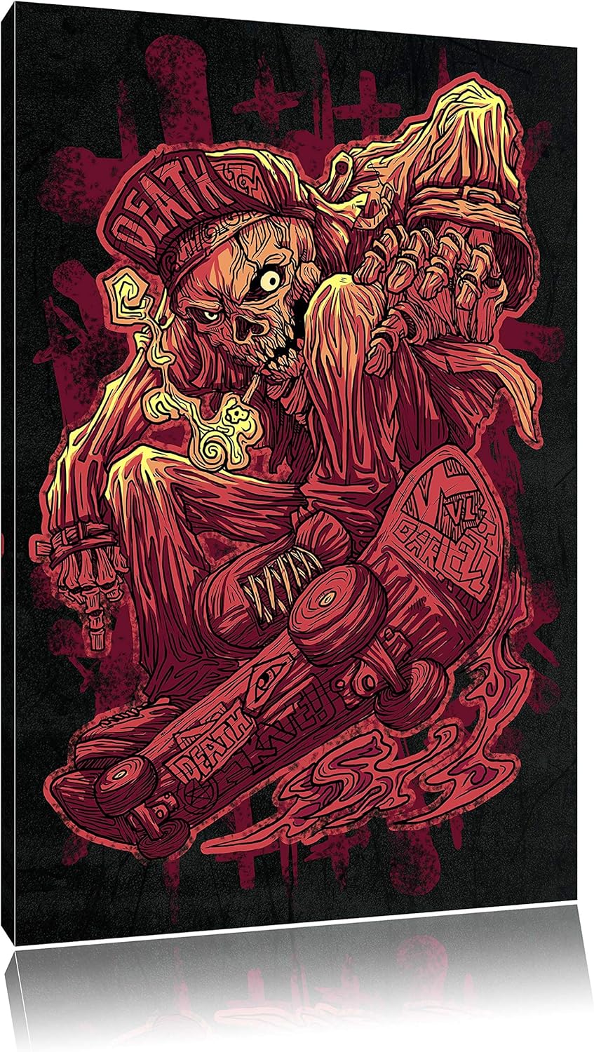 Pixxprint Deadly Skate Black Bild auf Leinwand, XXL riesige Bilder fertig gerahmt mit Keilrahmen, Ku