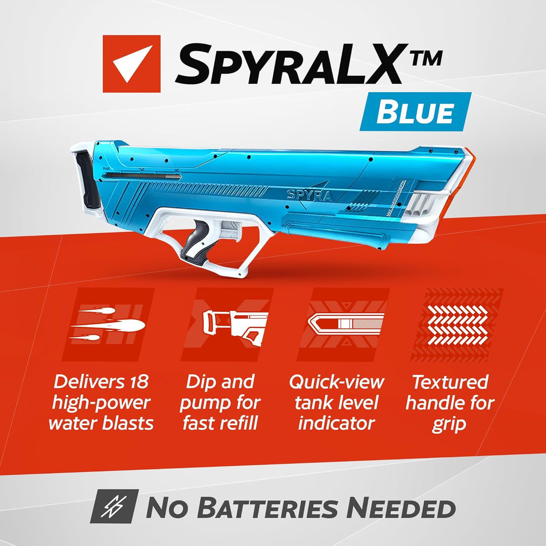 SPYRA – SpyraLX WaterBlaster Blue (Non-Electronic) – Super Powerful, Rapid-Fire, Instant Action Prem