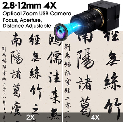 ELP USB-Kamera 1080P 2,8–12 mm 4-Fach optisches manuelles Zoomobjektiv, 2 MP USB-Kamera mit CMOS OV2