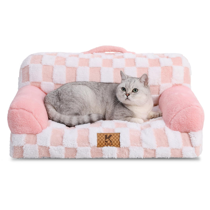 KSIIA Orthopädisches Katzenbett Flauschig 66x37cm, Abnehmbar Katzensofa Hundebett Waschbar, Hundesof