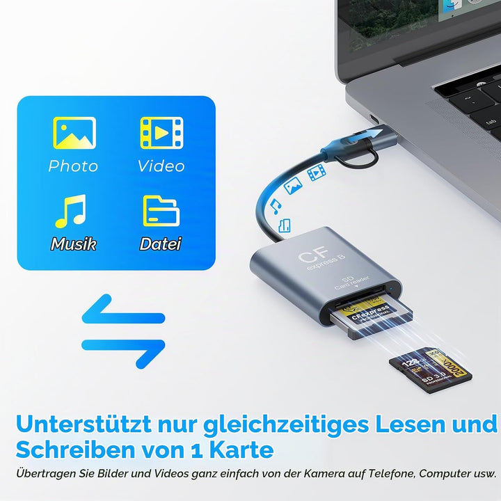 CFexpress Type B&amp;SD Kartenleser 2-IN-1,USB 3.2 Gen2 10 Gbit/s – USB-C + USB-A CF Express Typ B Adapt
