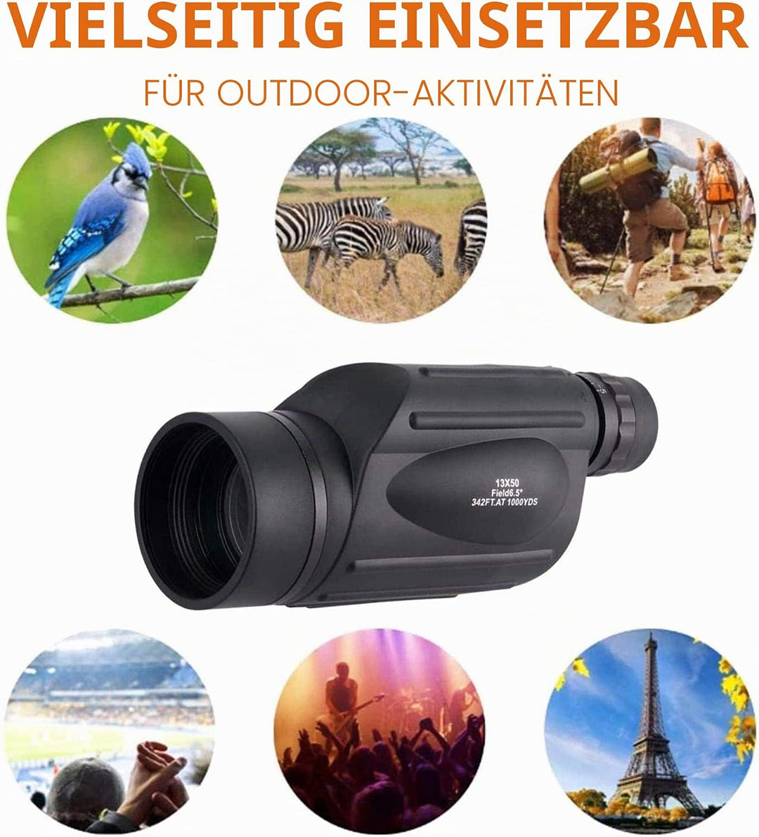 Monokular-Teleskop für Erwachsene – 13 x 50 High Power HD Optik Zoom Monokular Teleskop für Smartpho