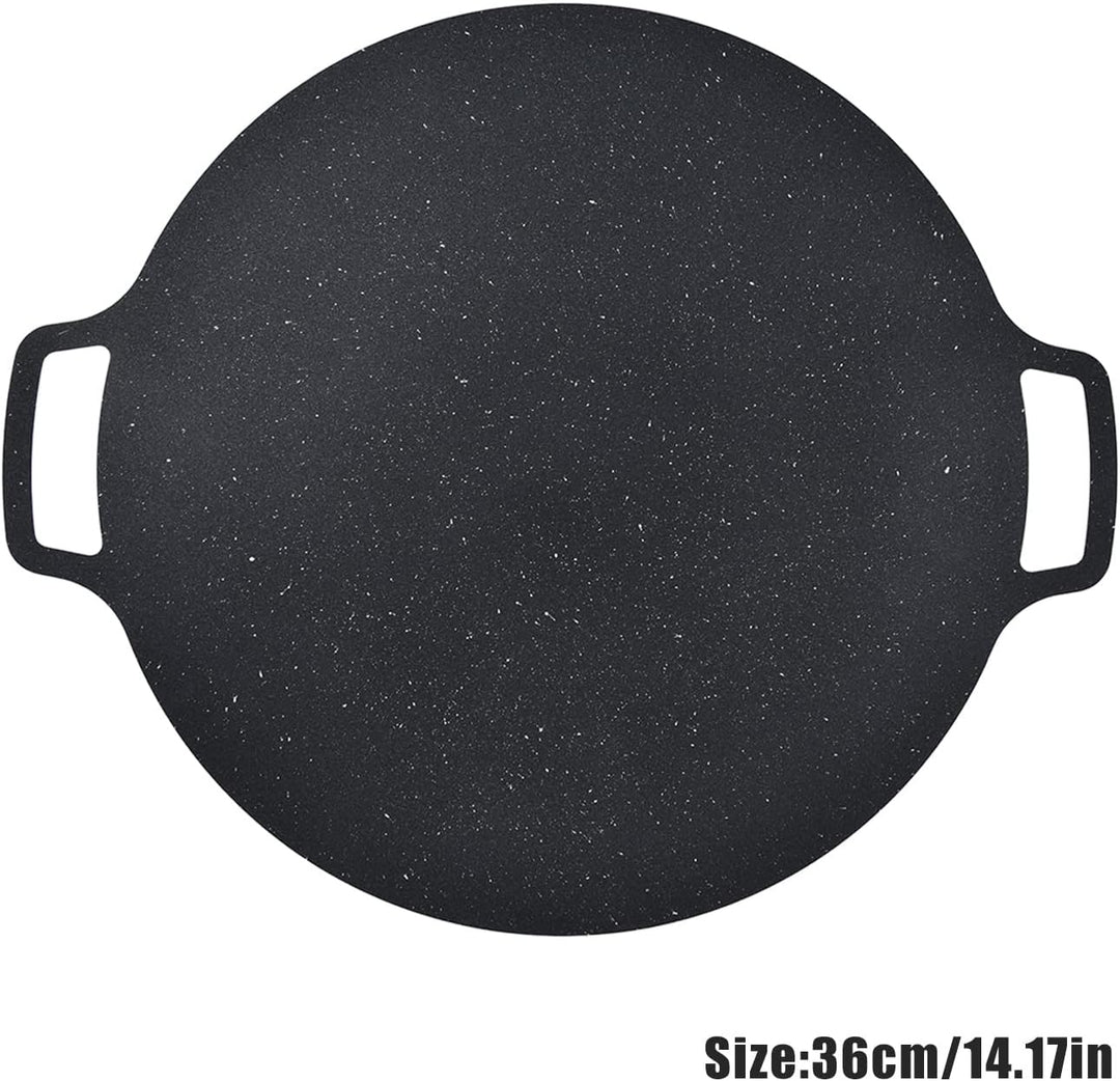 Grillplatte Gusseisen Rund 36cm, Koreanische Runde Grillpfanne Korean, Koreanischer BBQ Platten Barb