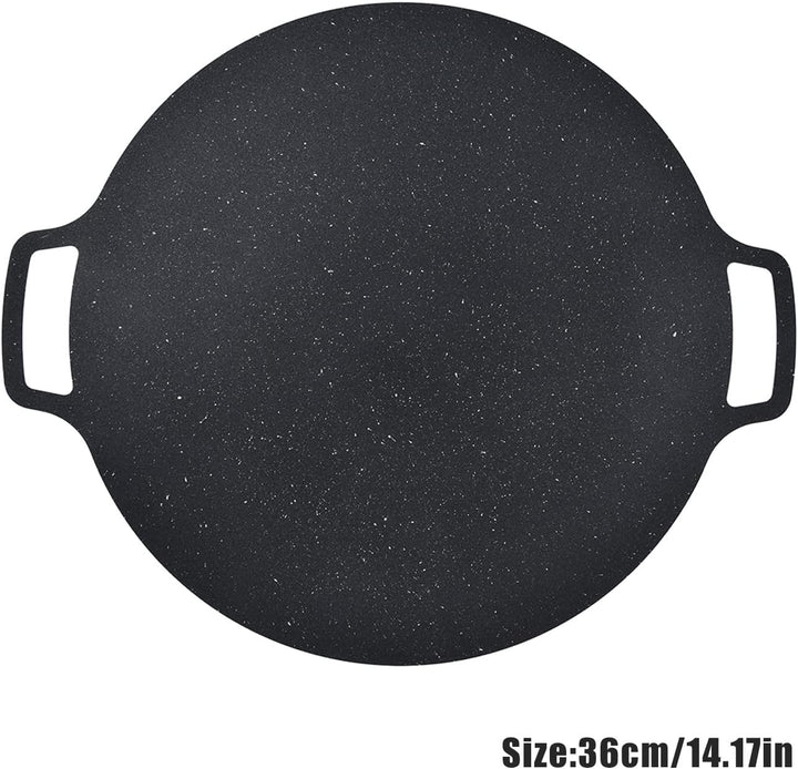Grillplatte Gusseisen Rund 36cm, Koreanische Runde Grillpfanne Korean, Koreanischer BBQ Platten Barb
