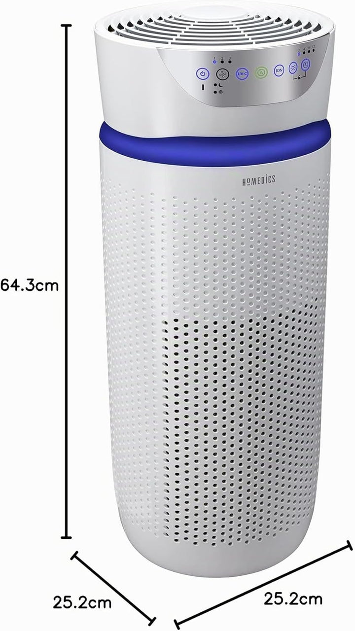 HoMedics 5 in 1 TotalClean Luftreiniger, HEPA- und Aktivkohle-Filtersystem mit Luftaustausch, 4,8 Ma