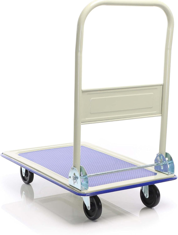 Wiltec Plattformwagen bis 150 kg 720x475x840 mm, Transportkarre klappbar mit Bügelgriff und gummibez